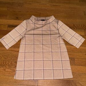 Ann Taylor Plaid Beige, Brown, and Cream Top